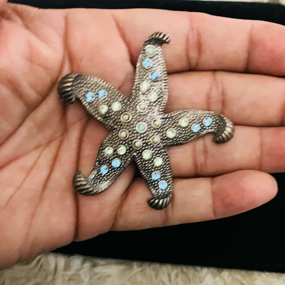 Mary Demarco Vintage Starfish Brooch Pin/Pendant with Crystals